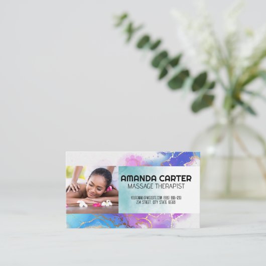 Massagesitzung | Wasserfarbe Visitenkarte (Stehend Vorderseite)