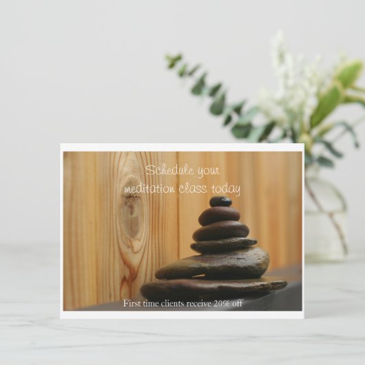 Massagesteine und Holz Einladung (Stehend Vorderseite)