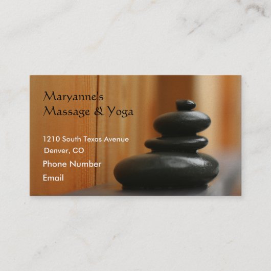 Massagesteine und Holz Terminkarte (Vorderseite)