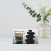 Massagesteine und Kerze Terminkarte (Stehend Vorderseite)
