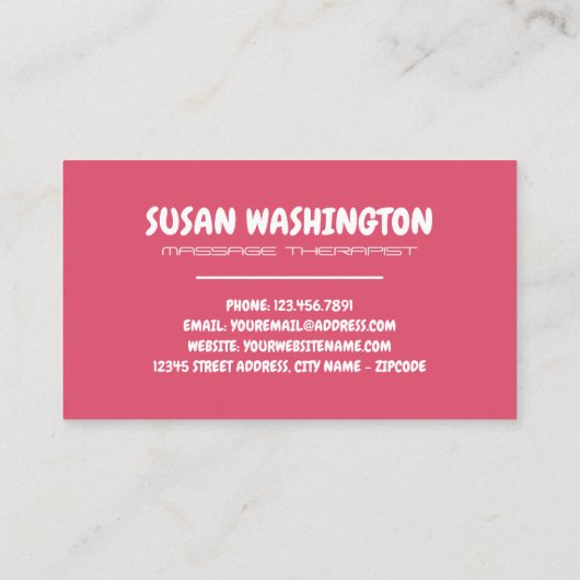 Massagesymbole, Massagetherapeut Visitenkarte (Rückseite)