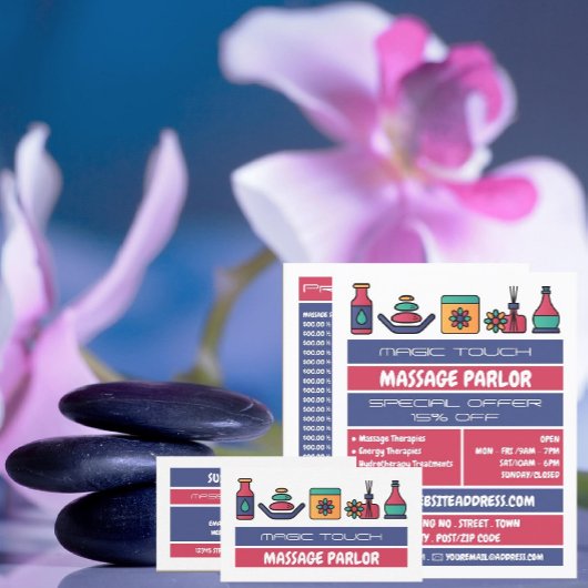 Massagesymbole, Massagetherapeut Visitenkarte