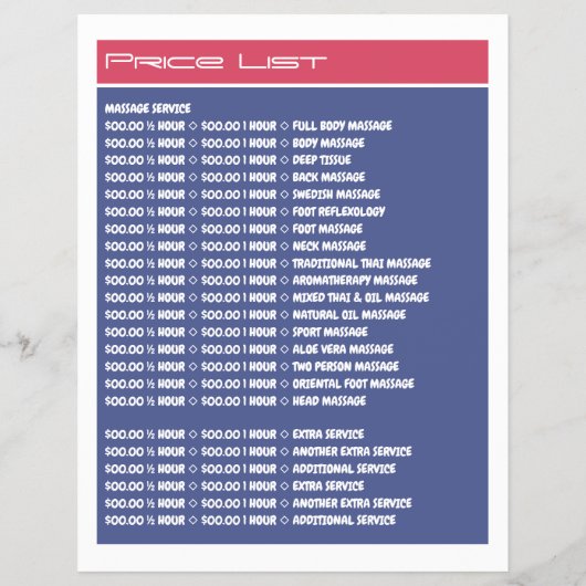 Massagesymbole, Massagetherapie, Massageraum Flyer (Hinten)