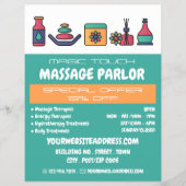 Massagesymbole, Massagetherapie, Massageraum Flyer (Vorne)