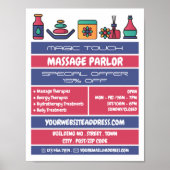 Massagesymbole, Massagetherapie, Massageraum Poster (Vorne)