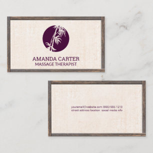 Massagetherapeut   Bamboo Icon Holzrahmen Visitenkarte