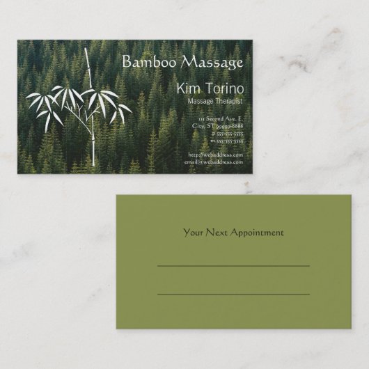 Massagetherapeut Bamboo-Wald Ernennung Visitenkarte (Vorne/Hinten)