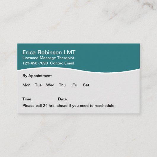 Massagetherapeut Berufliche Terminkarte (Vorderseite)