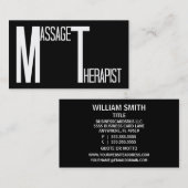 Massagetherapeut Black Simple Business Card Visitenkarte (Vorne/Hinten)