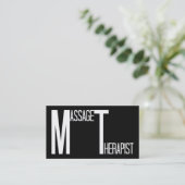 Massagetherapeut Black Simple Business Card Visitenkarte (Stehend Vorderseite)