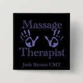 Massagetherapeut: Blauer Handdruck Button (Vorderseite)