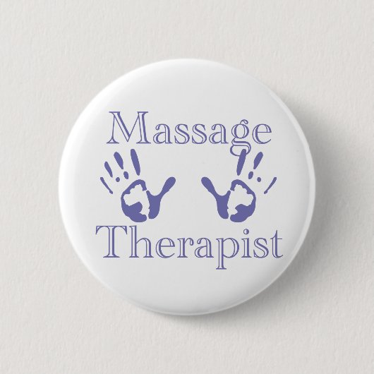 Massagetherapeut: Blauer Handdruck Button (Vorderseite)