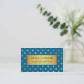 Massagetherapeut Blue and Gold Glitzer Polka Dots Visitenkarte (Stehend Vorderseite)