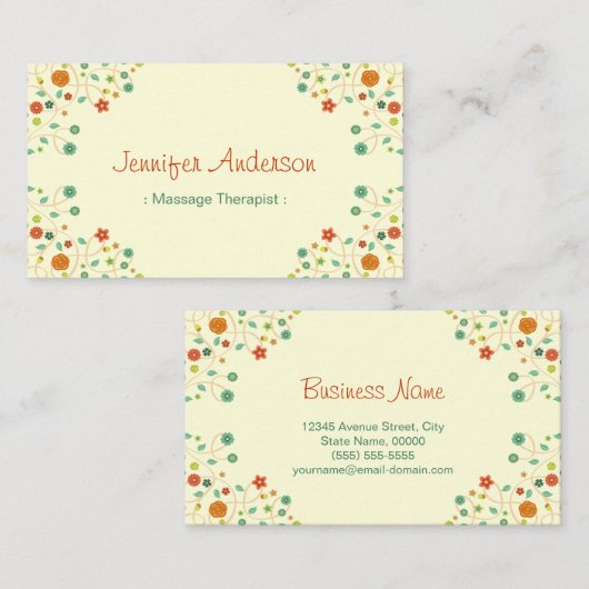 Massagetherapeut - Chic Nature Stilvoll Visitenkarte (Vorne/Hinten)