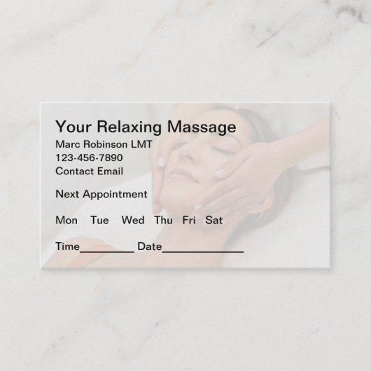 Massagetherapeut Client Budget Termin Karten (Vorderseite)