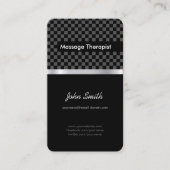 Massagetherapeut - Eleganter Black Checkered Visitenkarte (Vorderseite)