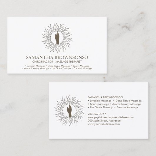 Massagetherapeut Energie Heilung Visitenkarte (Vorne/Hinten)