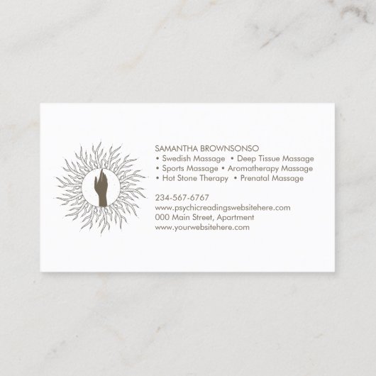 Massagetherapeut Energie Heilung Visitenkarte (Rückseite)