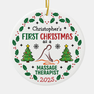 Massagetherapeut Erste Weihnacht Personalisiert Keramik Ornament