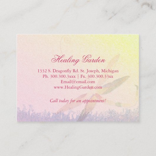 Massagetherapeut für Rote Dragonfly Visitenkarte (Rückseite)