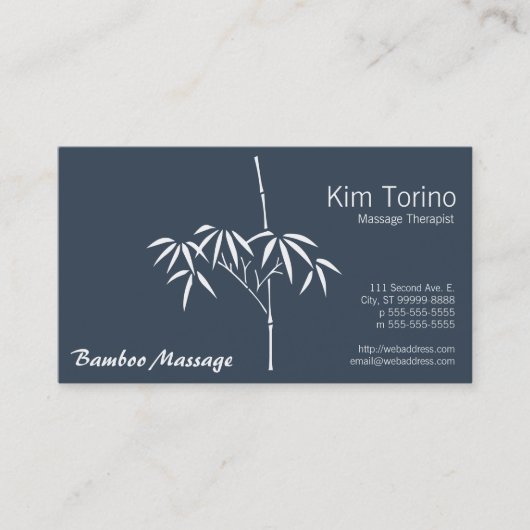 Massagetherapeut Garden Bamboo mit AMTA Visitenkarte (Vorderseite)