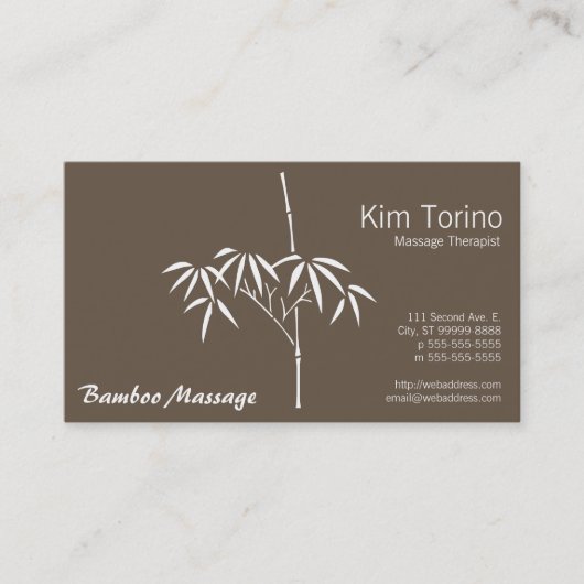 Massagetherapeut Garten Bamboo Visitenkarte (Vorderseite)