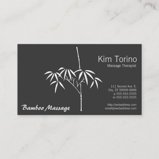 Massagetherapeut Garten Bamboo Visitenkarte (Vorderseite)