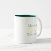 Massagetherapeut: Gelbe Handdrucke Zweifarbige Tasse (VorderseiteRechts)