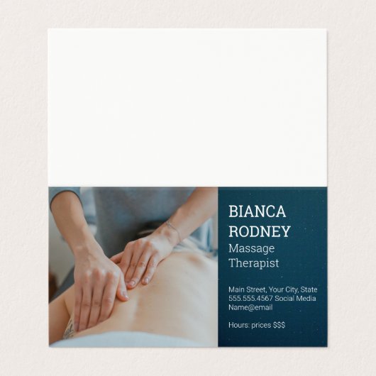 Massagetherapeut | Gesundheit und Wellness Visitenkarten (Außenseite Aufgefaltet)