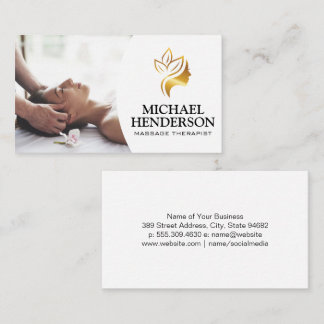 Massagetherapeut | Gold Beauty Logo Visitenkarte