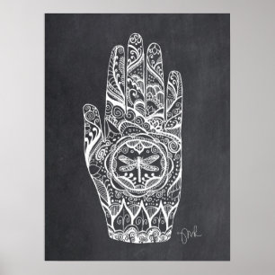 Massagetherapeut Henna Dragonfly Tattoo Hand 1 Poster