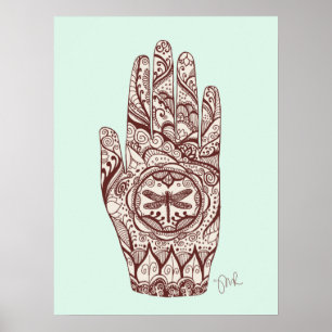 Massagetherapeut Henna Dragonfly Tattoo Hand 2 Poster