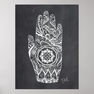 Massagetherapeut Henna Tattoo Hand Lotus Poster