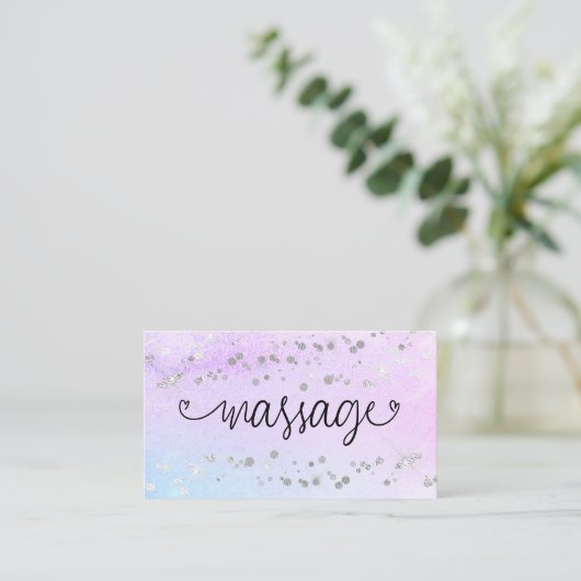 *~* Massagetherapeut Herz Glitzer Pastel Visitenkarte (Stehend Vorderseite)