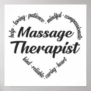 Massagetherapeut Herz Word Cloud Poster