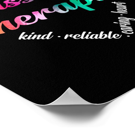 Massagetherapeut Herz Word Cloud Watercolor Poster (Ecke)