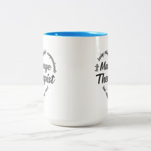 Massagetherapeut Herz Word Cloud Zweifarbige Tasse (Mittel)