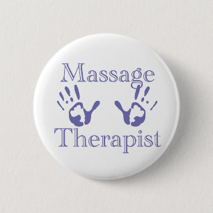 Massagetherapeut:in: Blaue Handabdrücke Button