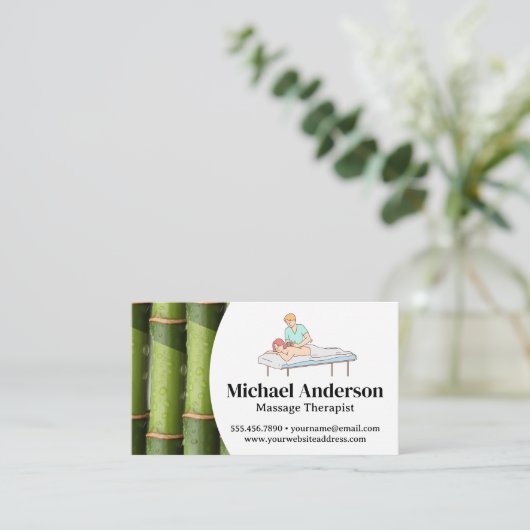 Massagetherapeut in der Sitzung Visitenkarte (Stehend Vorderseite)