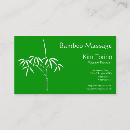 Massagetherapeut Japanisch Bamboo Visitenkarte (Vorderseite)