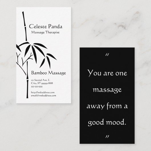 Massagetherapeut Japanischer Garten Bamboo Visitenkarte (Vorne/Hinten)