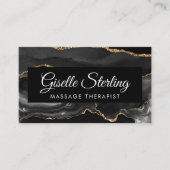 Massagetherapeut Künstler QR Code Black Gold Agate Visitenkarte (Vorderseite)
