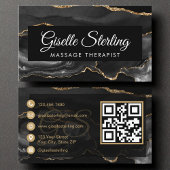 Massagetherapeut Künstler QR Code Black Gold Agate Visitenkarte