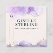 Massagetherapeut Lila Wasserfarbe QR-Code Quadratische Visitenkarte (Vorderseite)