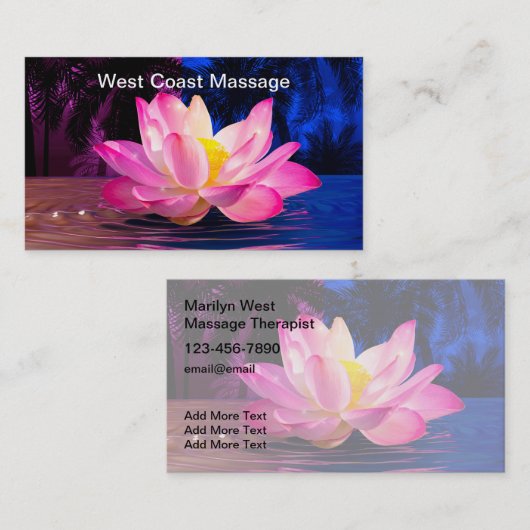 Massagetherapeut Lotus Blume Thema Visitenkarte (Vorne/Hinten)