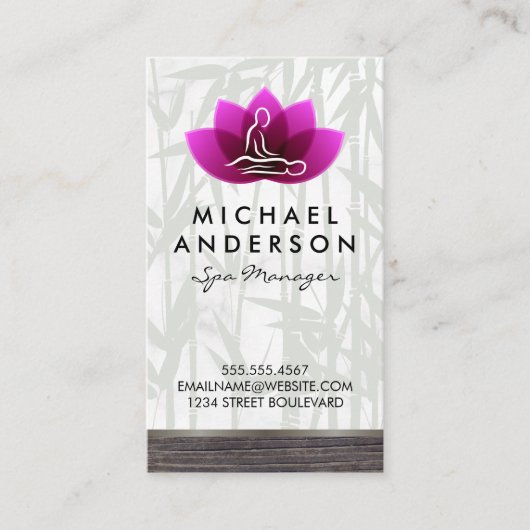 Massagetherapeut | Lotus Blume Wellness-Center Visitenkarte (Vorderseite)