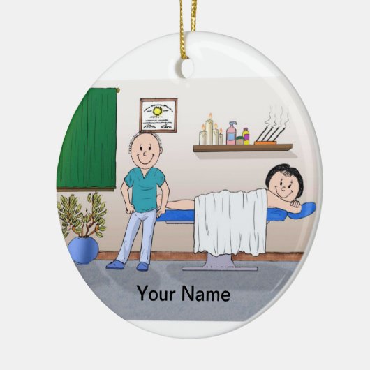 Massagetherapeut - männlicher, weiblicher Klient Keramik Ornament (Links)