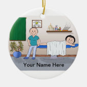 Massagetherapeut - männlicher, weiblicher Klient Keramikornament (Vorne)
