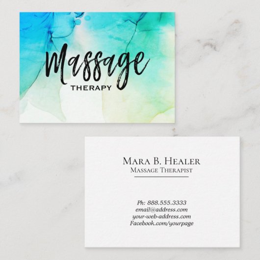 ** Massagetherapeut Massage Therapie Wasserfarbe Visitenkarte (Vorne/Hinten)