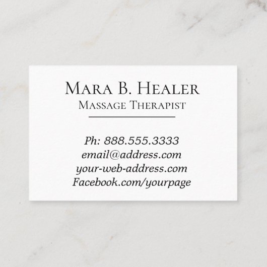 ** Massagetherapeut Massagetherapie Wasserfarbe Visitenkarte (Rückseite)